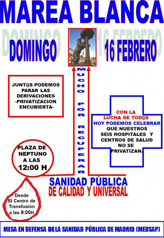 Marea Blanca en Madrid, el domingo a las 12:00 horas